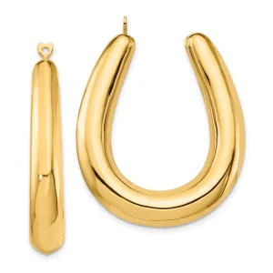 14K Gold Polished Hollow Hoop Earring Jackets for Women