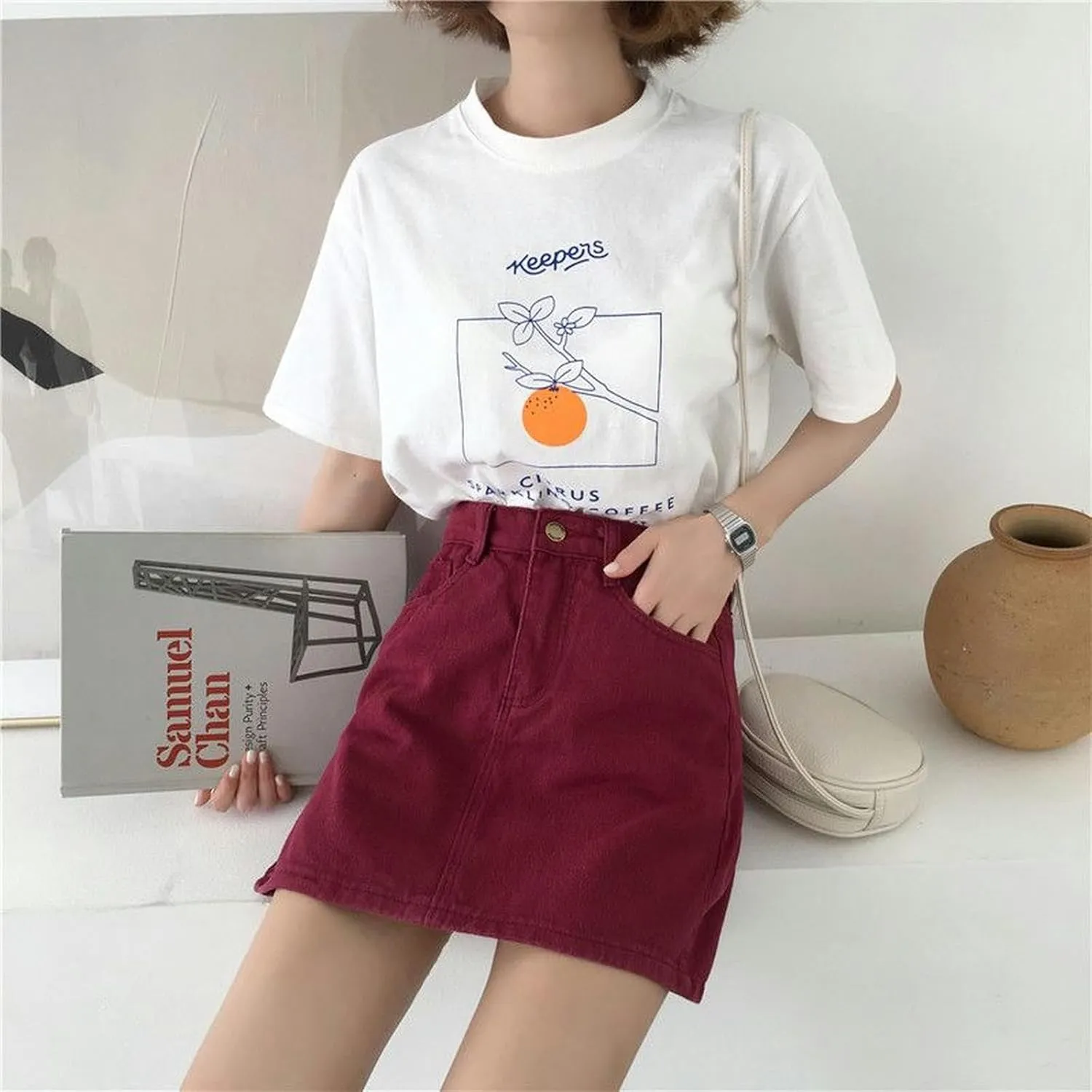 2023 Summer New Women Skirt Denim Skirt Students High-Waisted Skinny Versatile A-line Skirt Female
