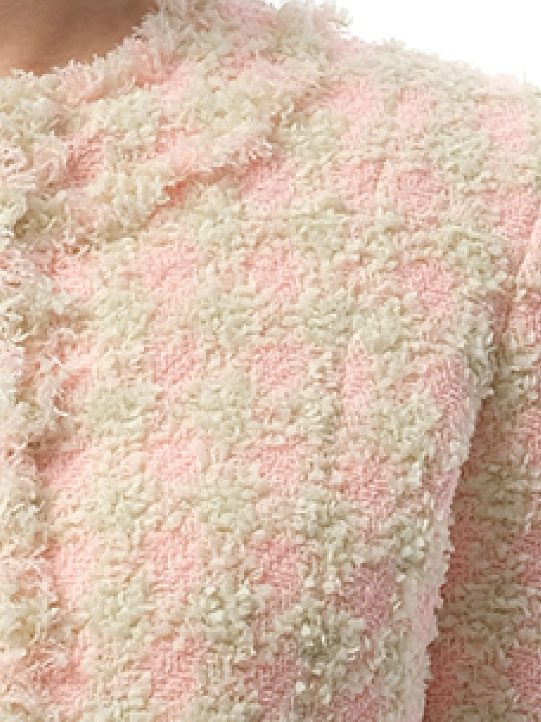 5 Button Collarless Tweed Jacket in Rose/Beige