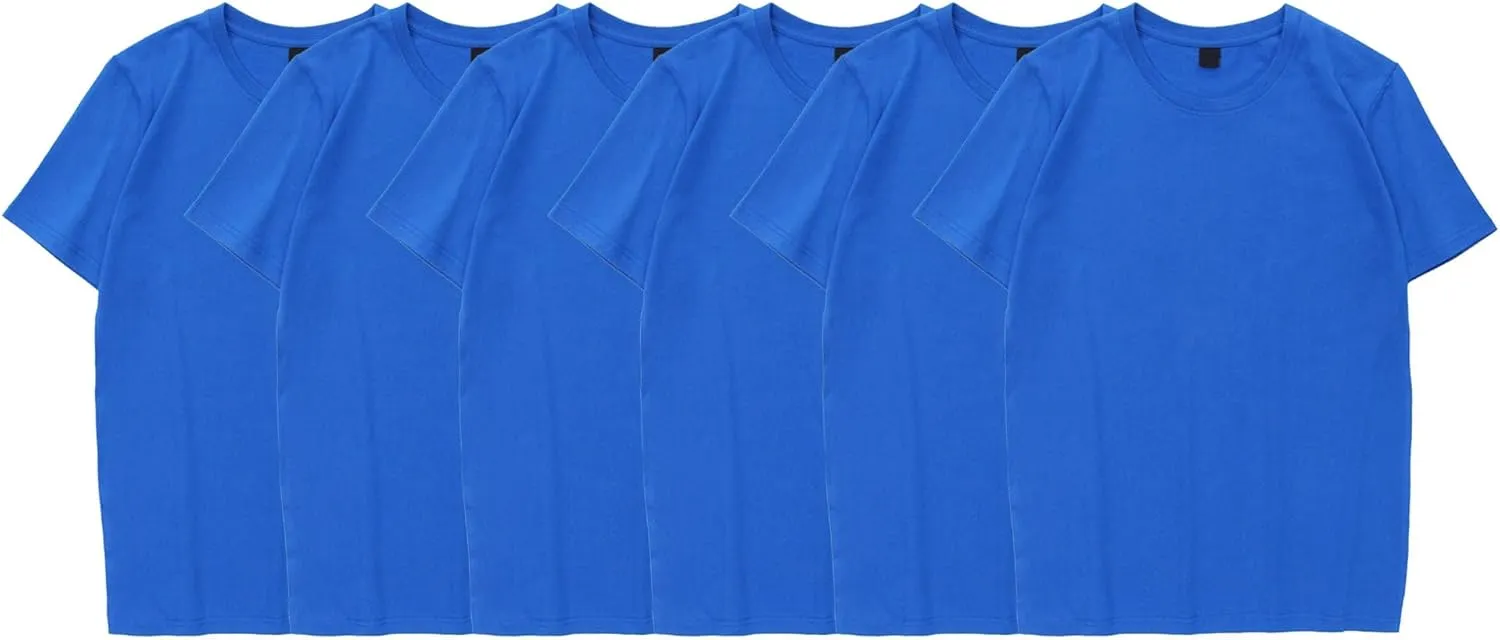 6 Pack Men's Pure Cotton T-Shirts Loose Casual Short Sleeve Crew Neck T-Shirt Soft Comfortable Classic Tee Tops