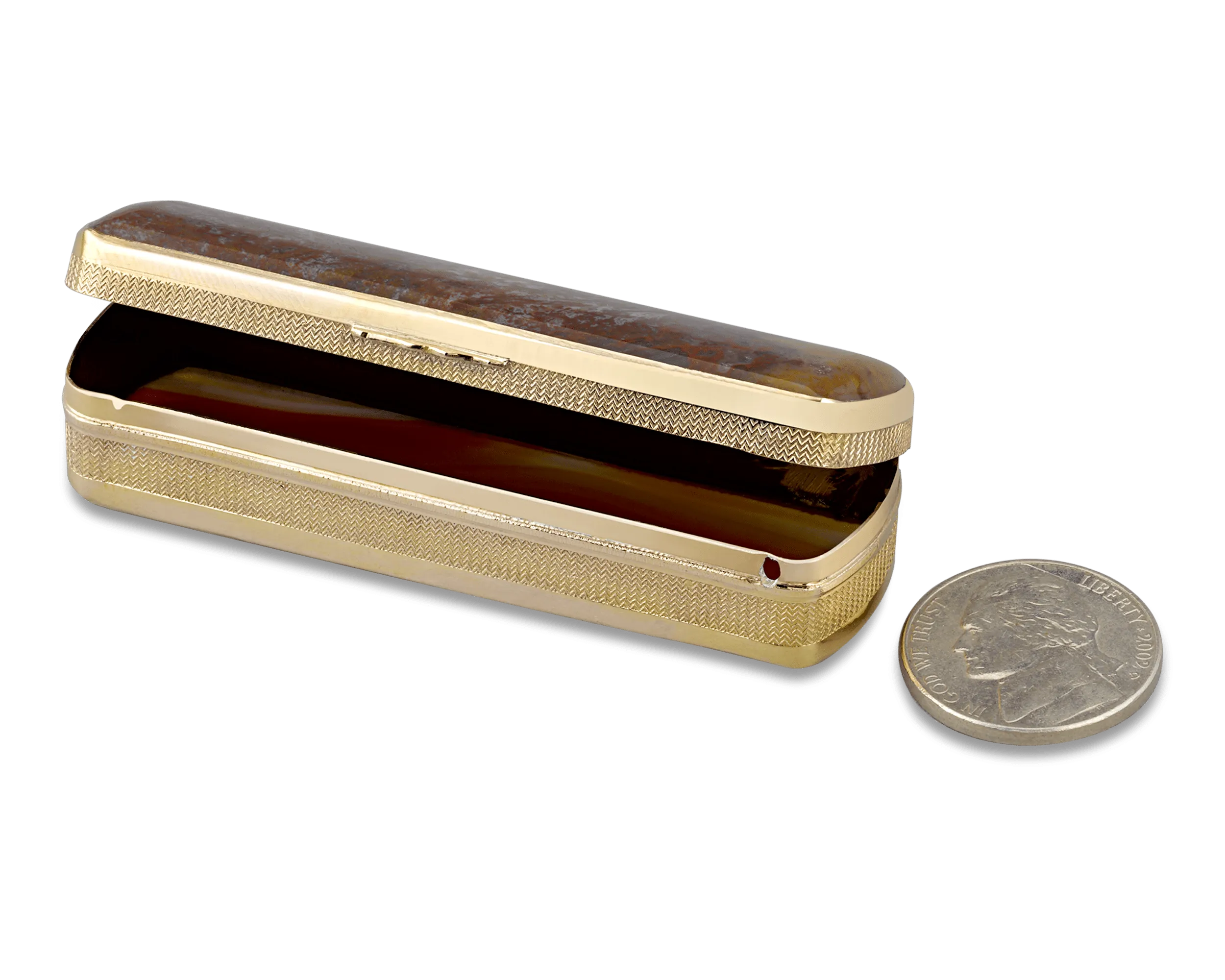 Agate Neoclassical Gold Snuff Box