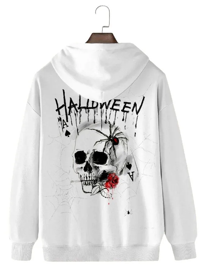 Alohadaddy Halloween Skull Men's Pocket Casual Hoodie