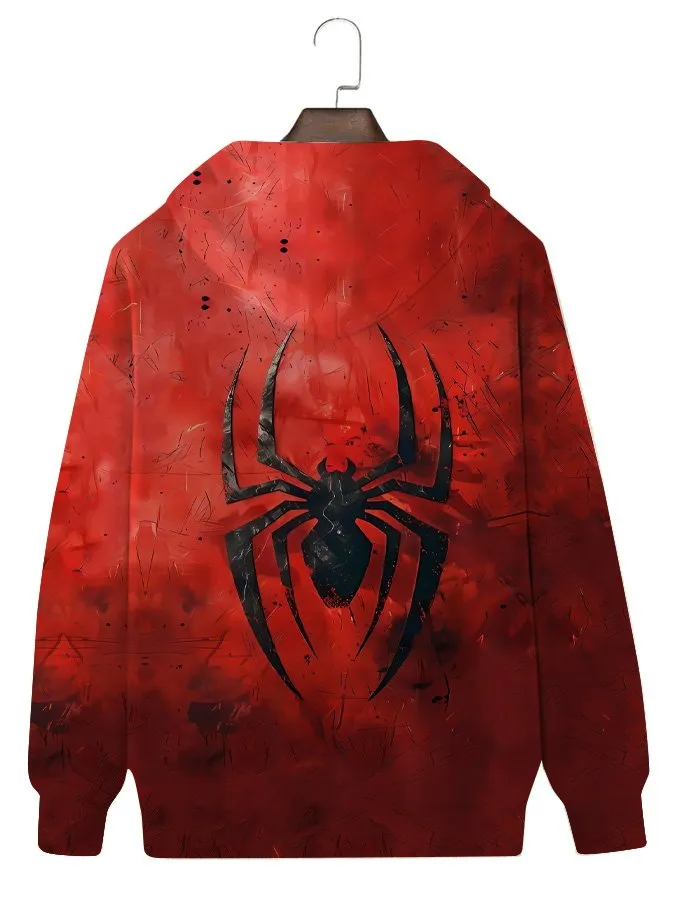 Alohadaddy Halloween Spider Pocket Button Casual Long Sleeve Sweatshirt
