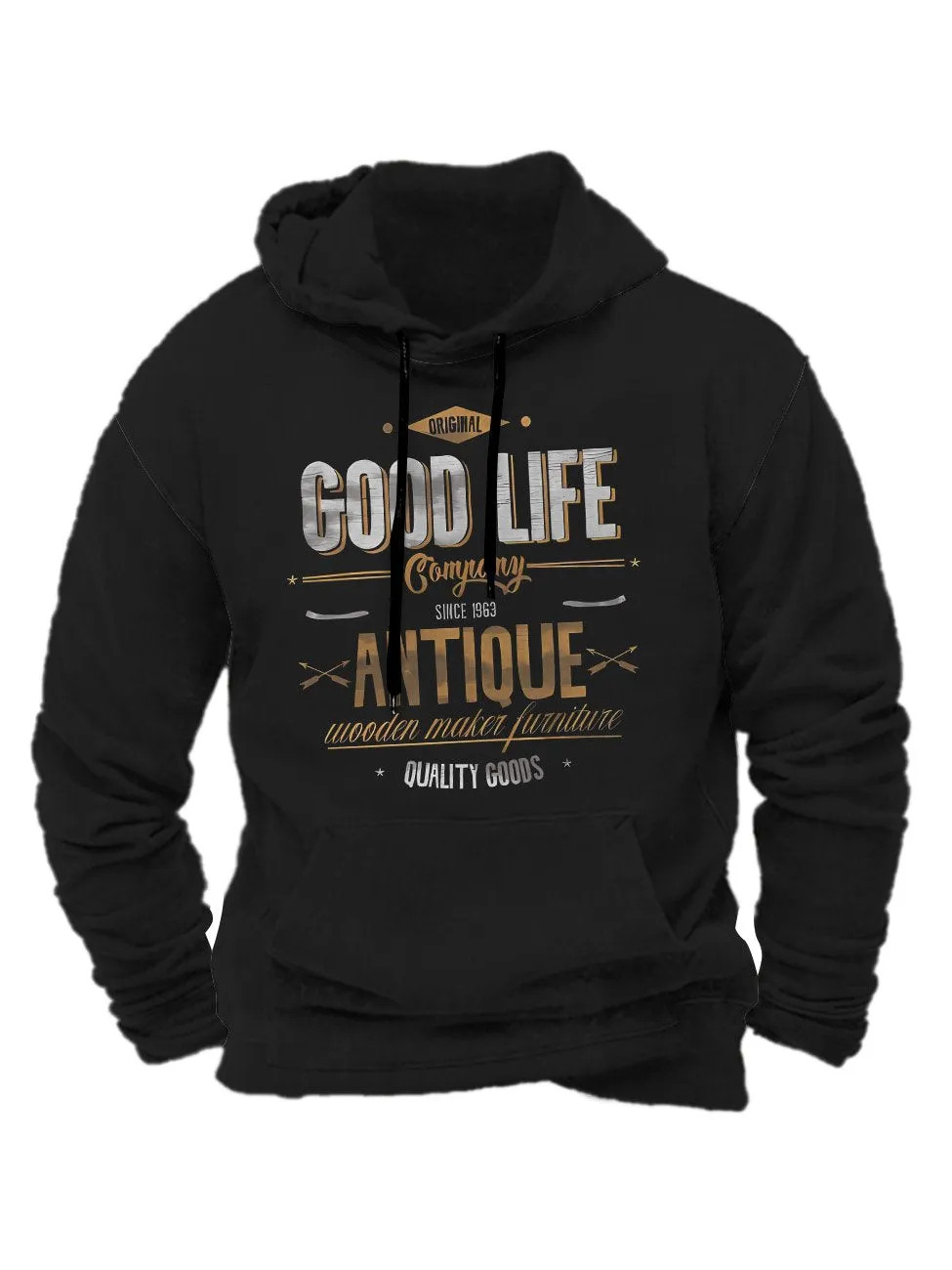 Alohadaddy Text Vintage Pocket Button Casual Long Sleeve Hoodie