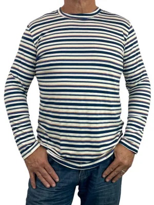 Alps Striped Cotton L/S Tee - Blue/White/Orange
