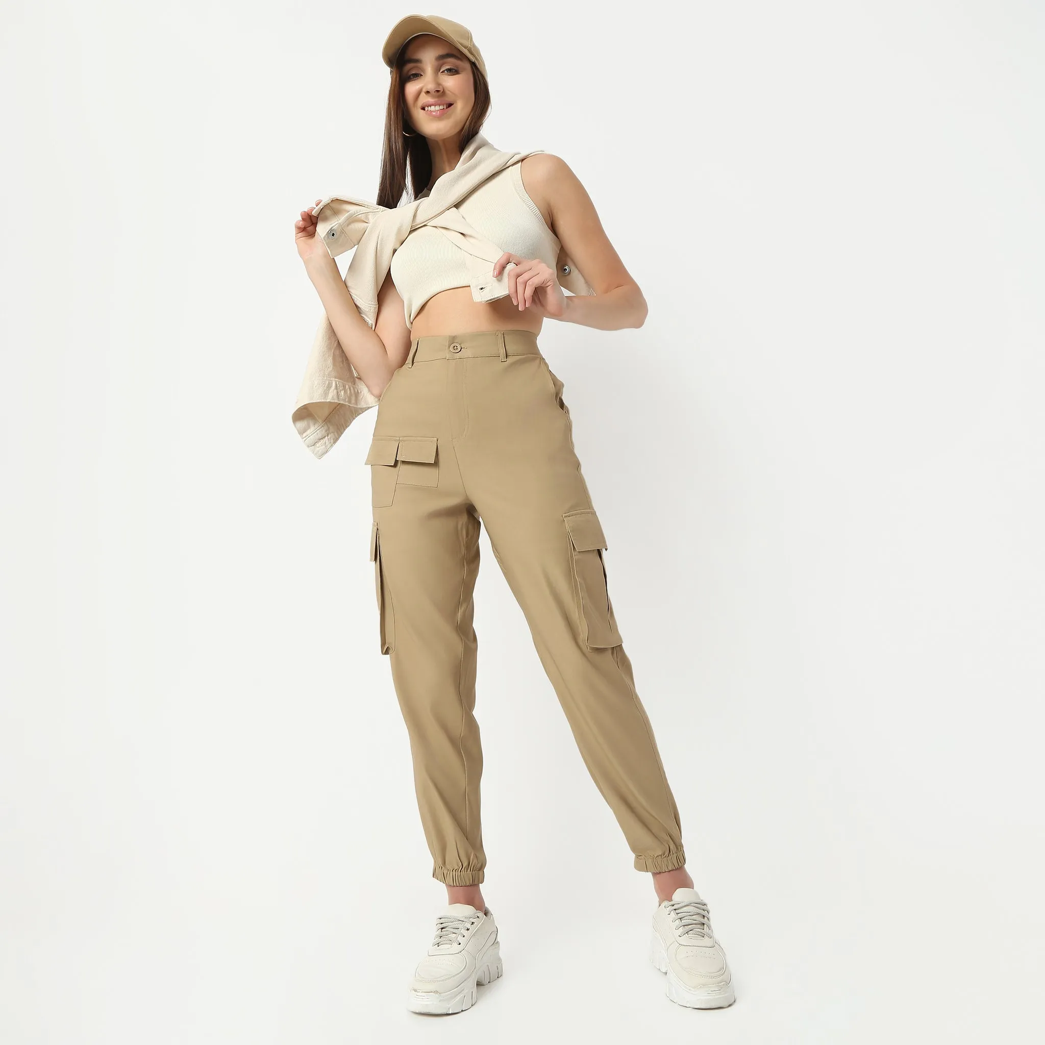 Ankle Length High Rise Cargo Pant with Patch Pocket