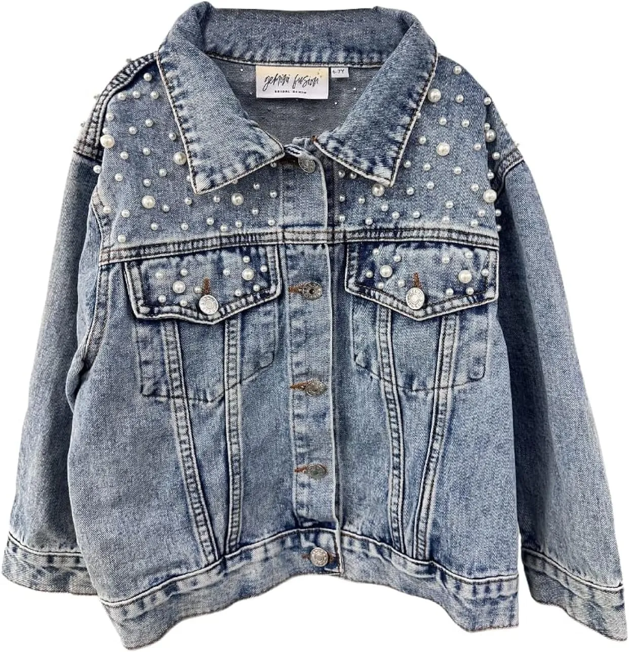 Baby Kid Toddler & Little Girls Pearl Blue Denim Jacket