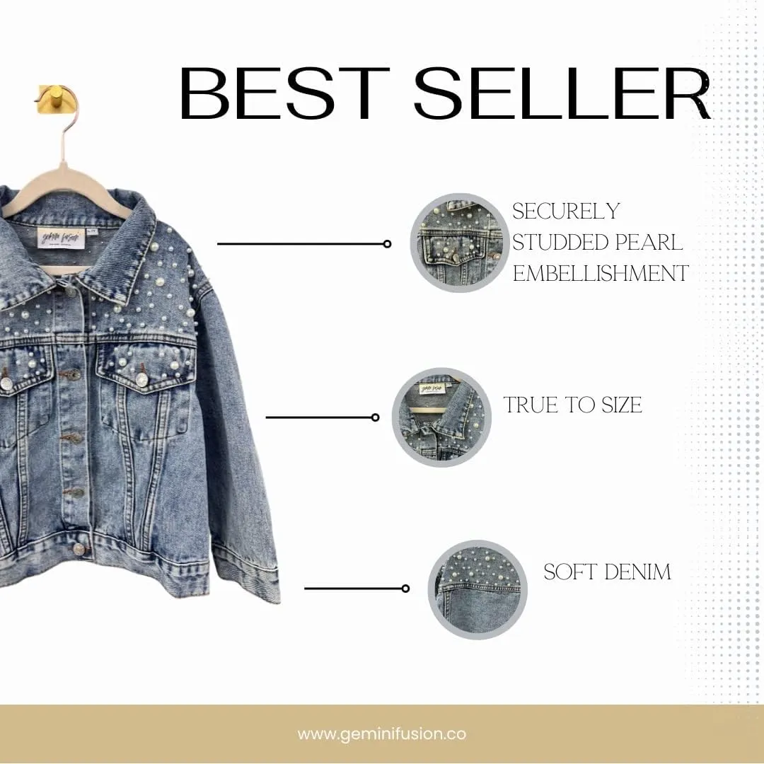 Baby Kid Toddler & Little Girls Pearl Blue Denim Jacket