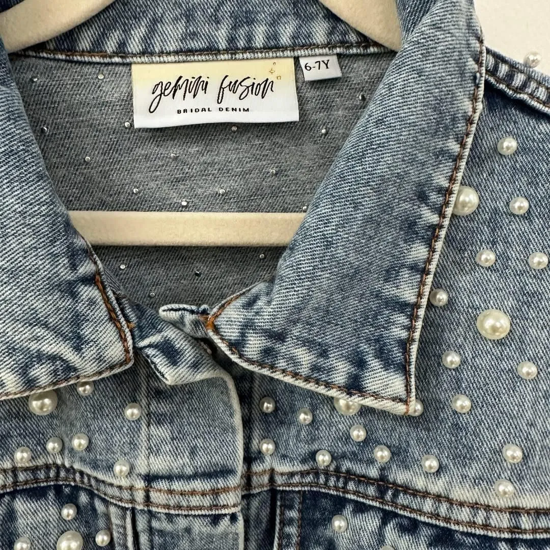 Baby Kid Toddler & Little Girls Pearl Blue Denim Jacket