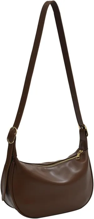 Bags for Women PU dumpling bag for women, shoulder bag, crossbody bag, versatile bag(BeigewithBrown)