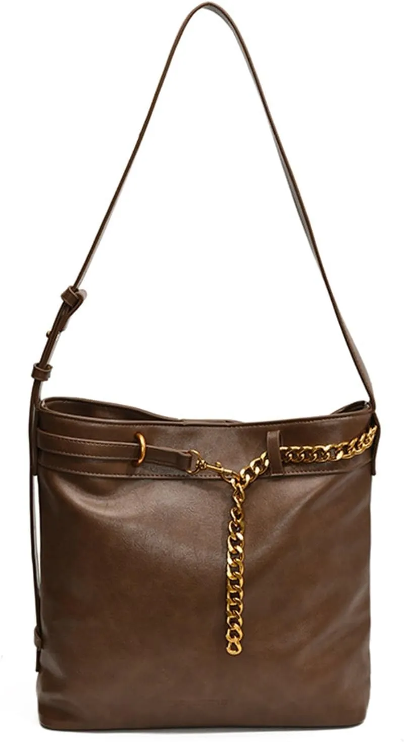 Bags for Women Simple Chain Underarm Bag Women's Commuting Trendy Versatile Tote Bag Shoulder Crossbody Bag(Brown)