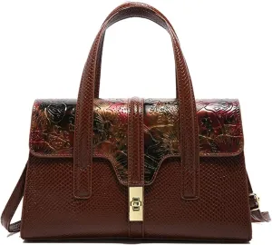 Bags for Women Snake print handbag, retro crossbody bag, fashionable and versatile women's shoulder bag(Blackbrown)