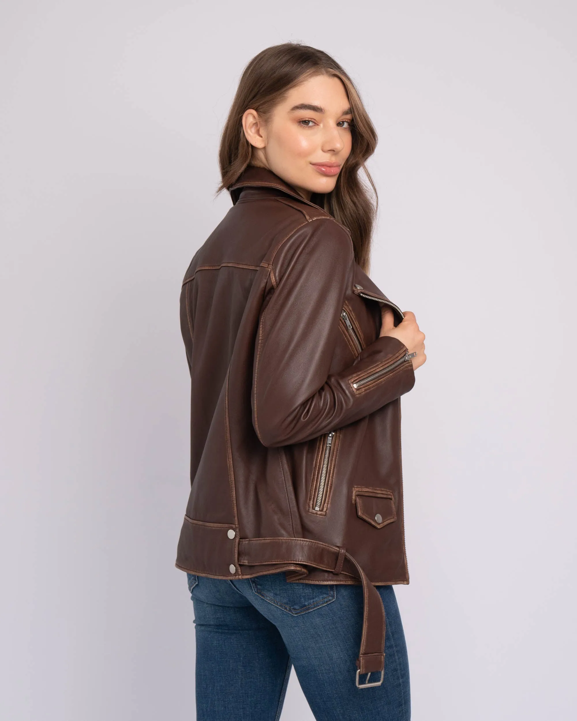 Berlin | Oversized Leather Biker Jacket