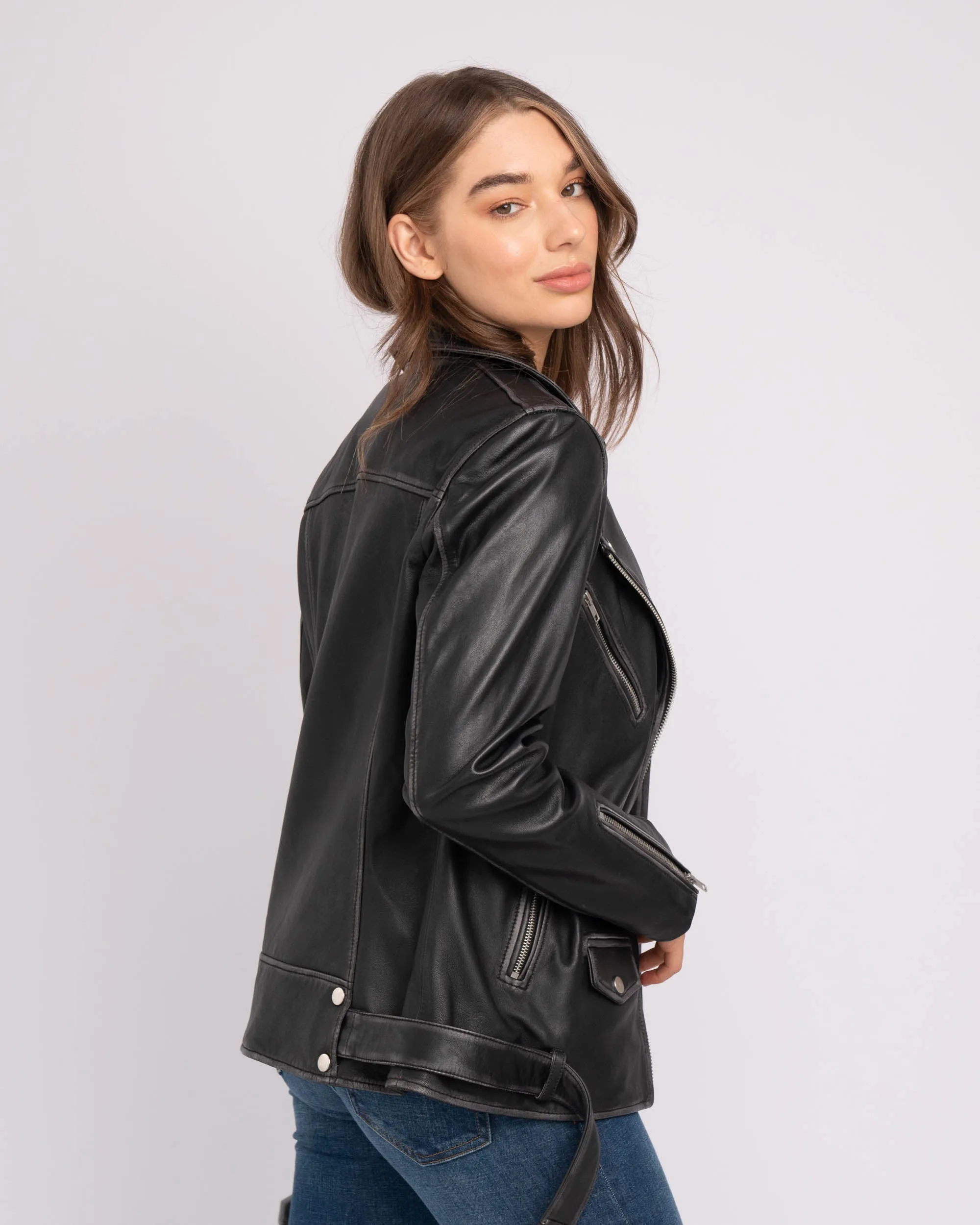 Berlin | Oversized Leather Biker Jacket