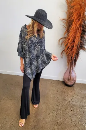 Blk Leopard Poncho Lounge Suit