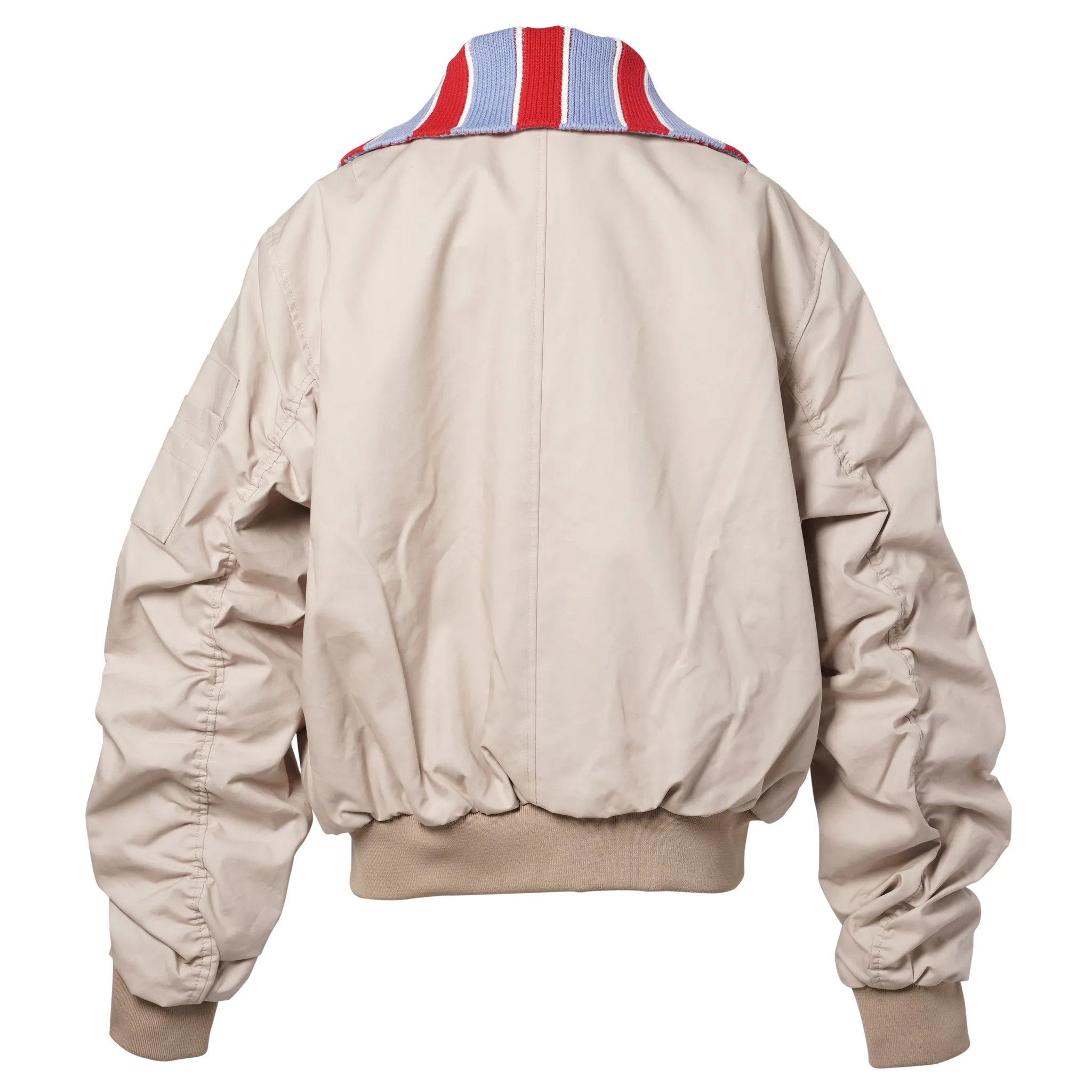 BOMBER JACKET WITH KNIT COLLAR / BEIGE