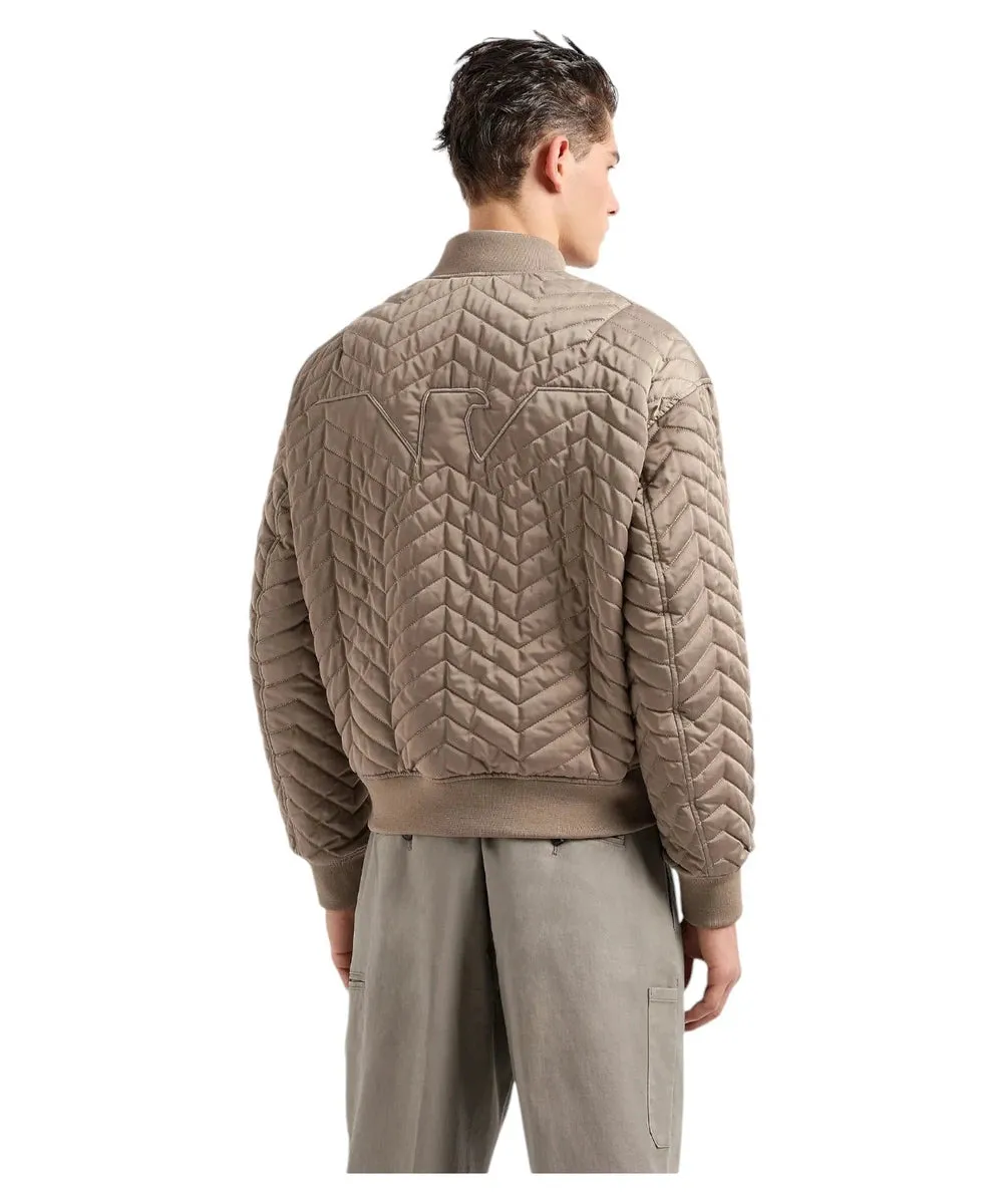 Bomber Reversibile in Raso Tecnico Matelassé con Motivo Chevron