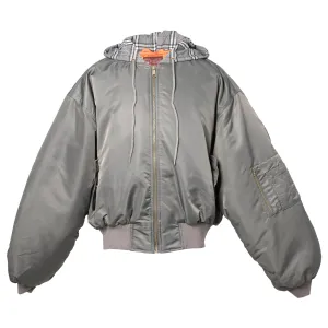 BOMBER W PLAID HOOD GREY / GREY
