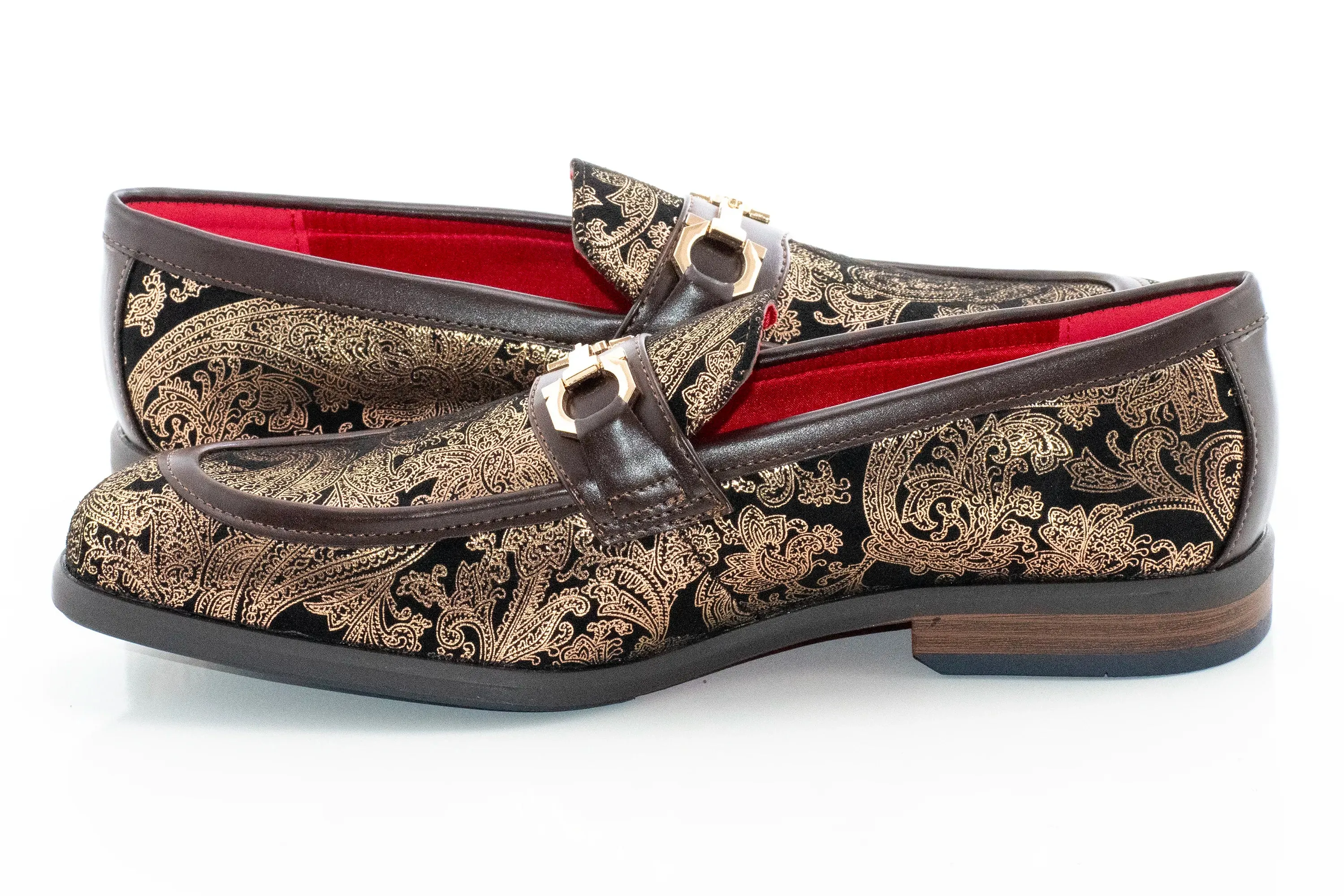Brown with Gold Paisley Bit Loafer