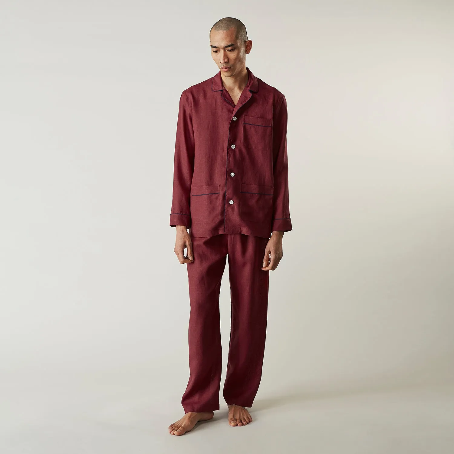 Burgundy Linen Modern Pyjama Set
