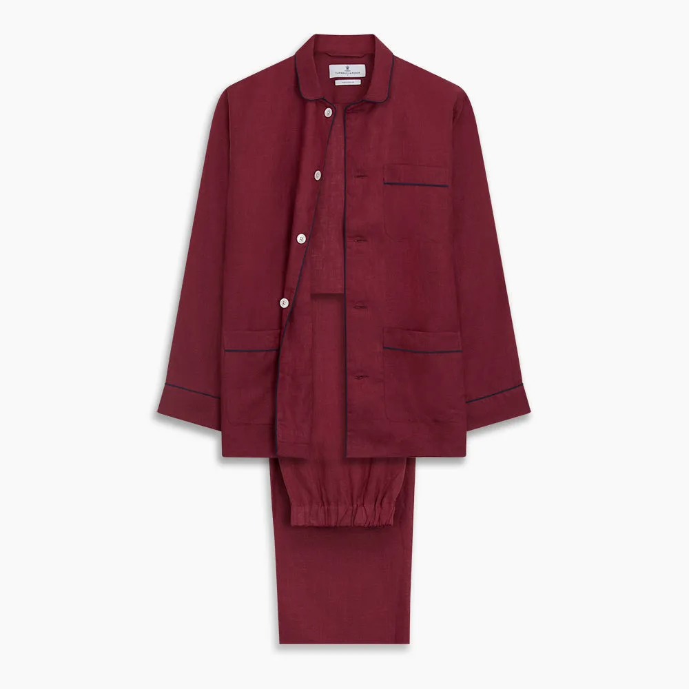 Burgundy Linen Modern Pyjama Set
