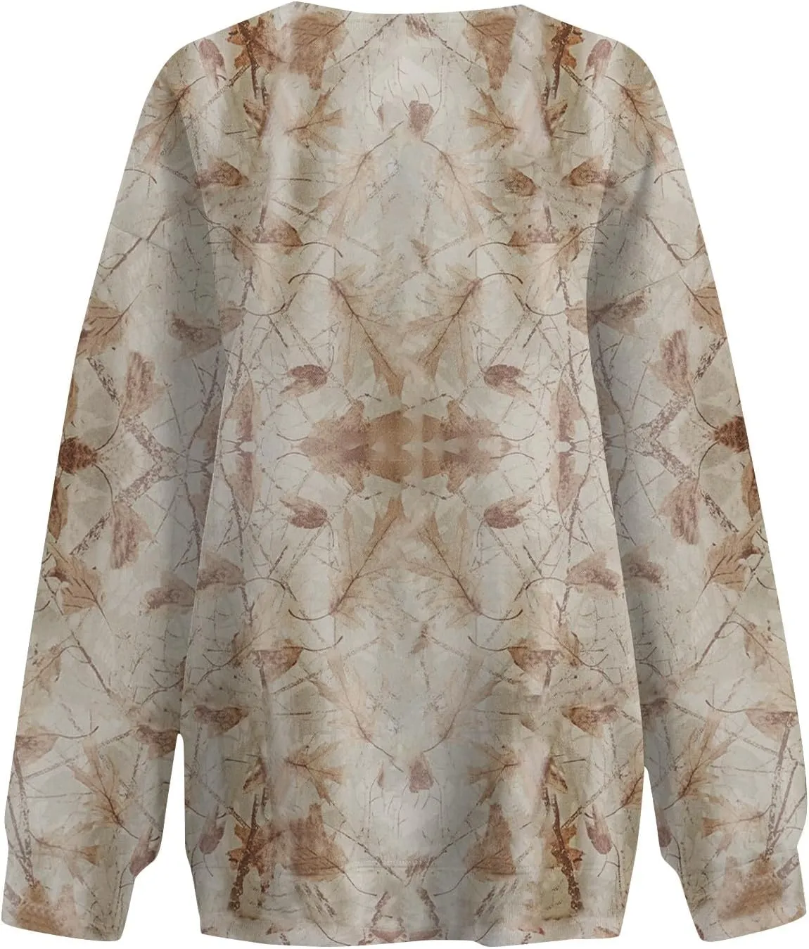 Camo Sweatshirt for Women Oversized Maple Leaf Print Sweatshirts Casual Long Sleeve Camo Crewneck Sweatshirt