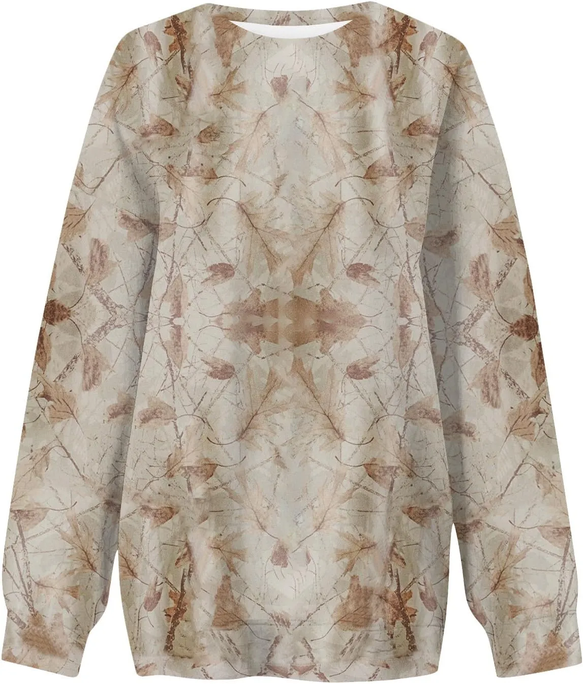Camo Sweatshirt for Women Oversized Maple Leaf Print Sweatshirts Casual Long Sleeve Camo Crewneck Sweatshirt