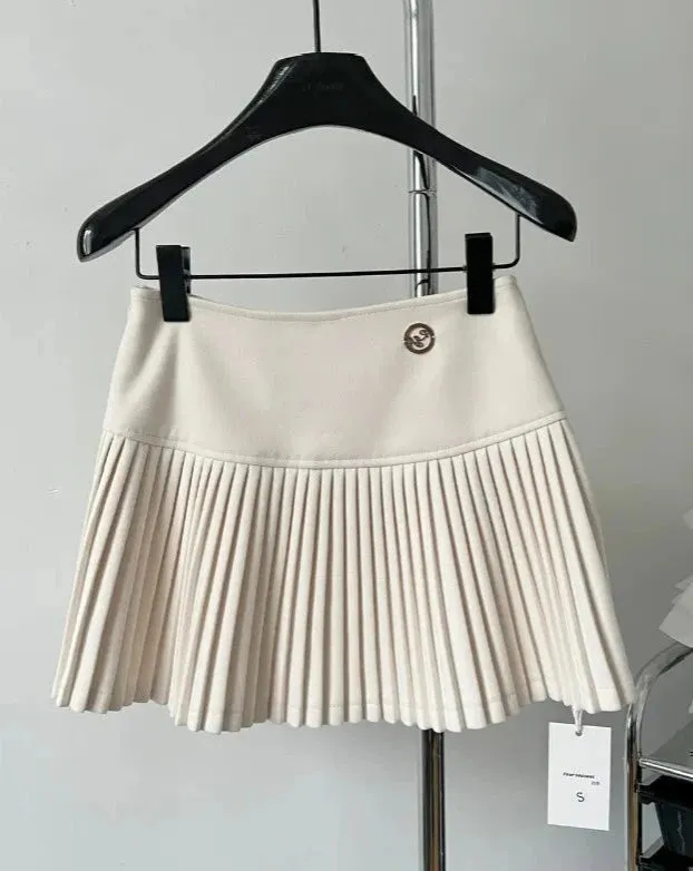 CANDACE  Pleated Hem Mini Skirt