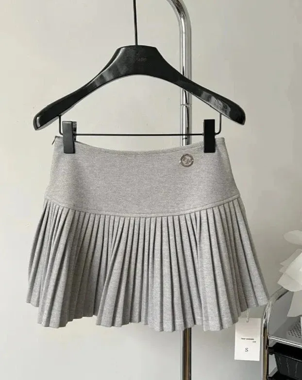 CANDACE  Pleated Hem Mini Skirt