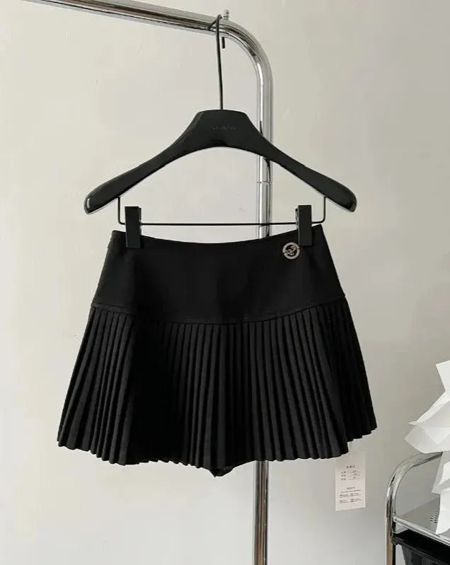 CANDACE  Pleated Hem Mini Skirt