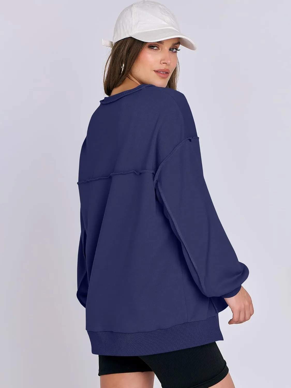 Caracilia Women's Oversized Sweatshirts Long Sleeve Henley Button Down Pullover Hoodies Tunic Tops 2025 Trendy Fall Clothes