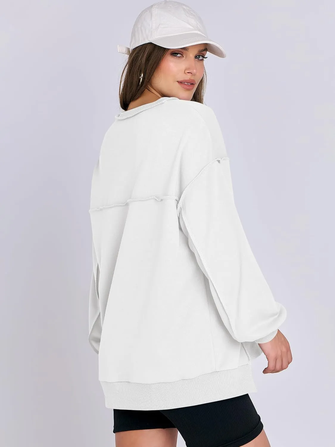 Caracilia Women's Oversized Sweatshirts Long Sleeve Henley Button Down Pullover Hoodies Tunic Tops 2025 Trendy Fall Clothes