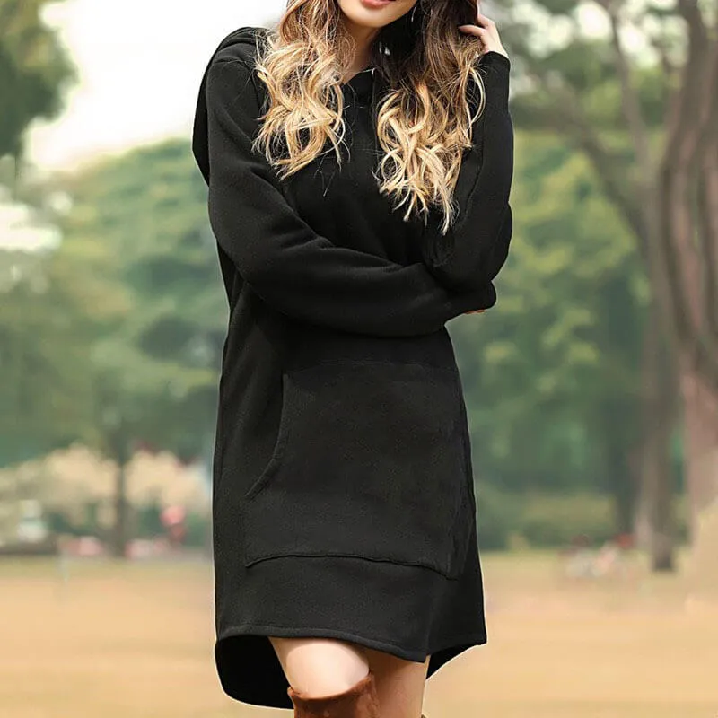 Casual Pullover Drawstring Loose Dress Hoodie