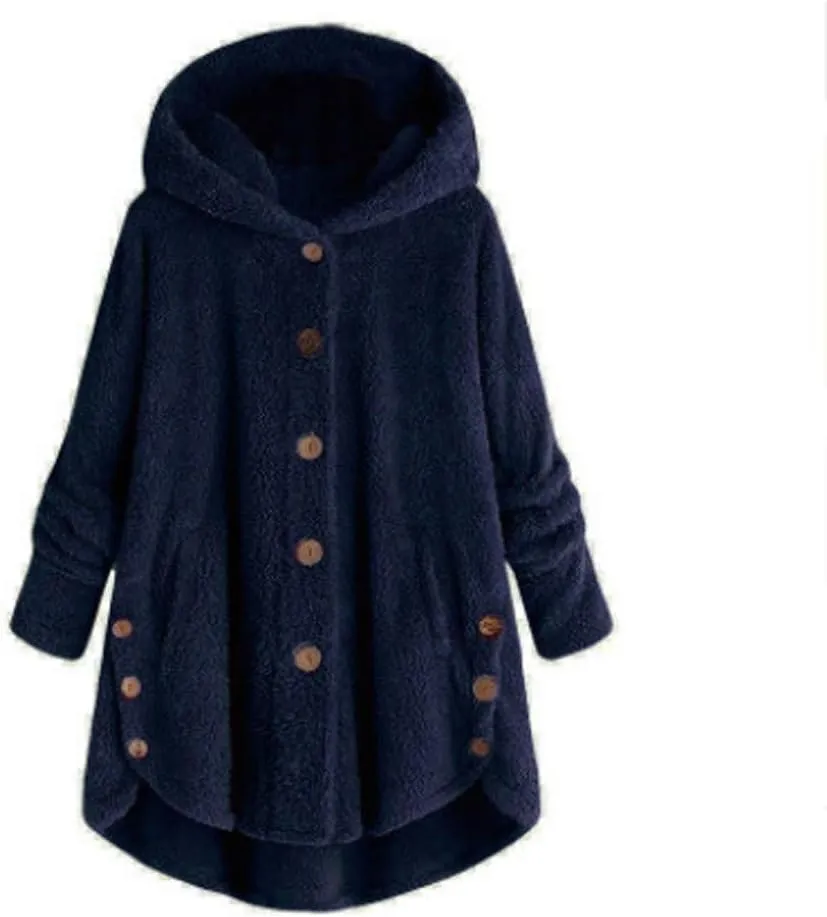 ChicCrate Womens Fleece Jackets Winter Coats 2025 Sherpa Lined Hoodies Oversized Button Down Hooded Cardigans Warm Clothes