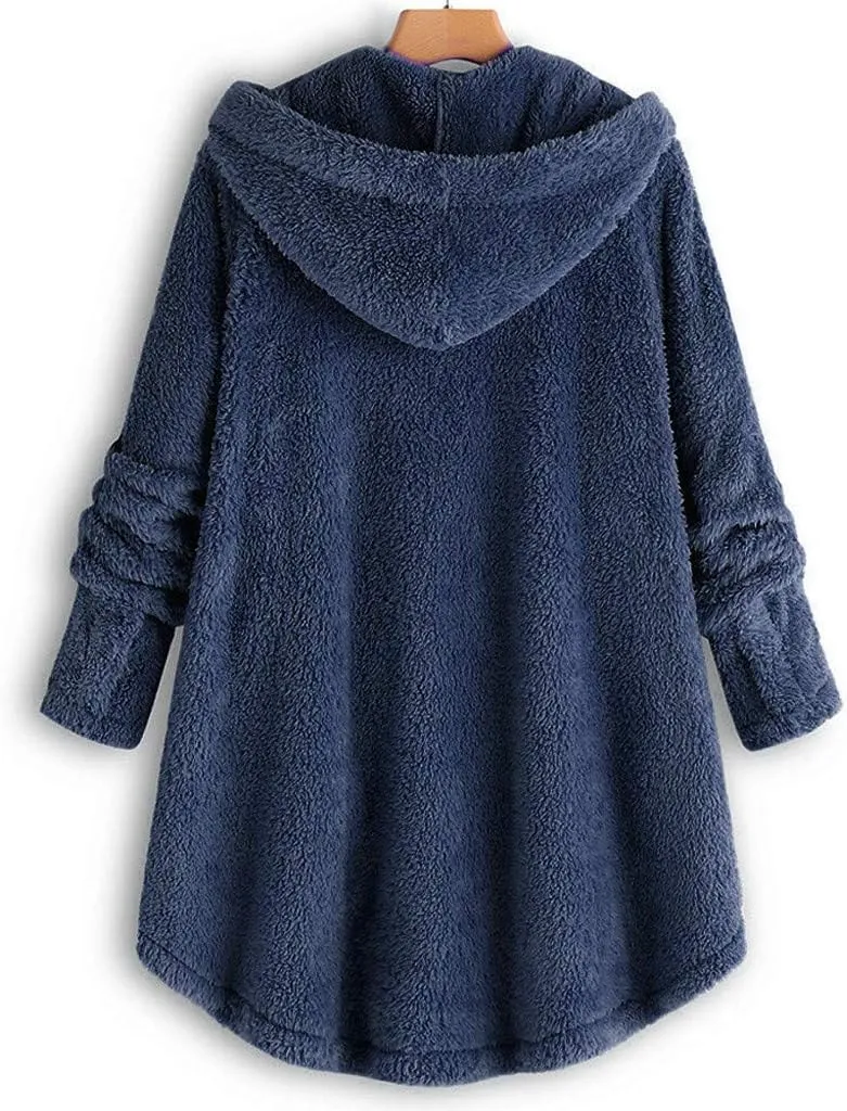 ChicCrate Womens Fleece Jackets Winter Coats 2025 Sherpa Lined Hoodies Oversized Button Down Hooded Cardigans Warm Clothes