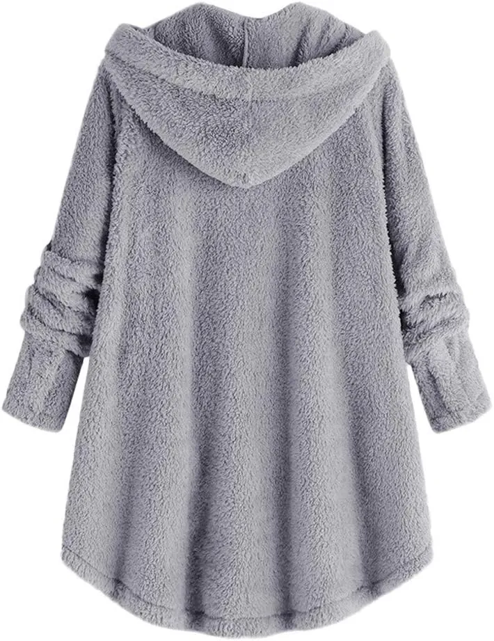 ChicCrate Womens Fleece Jackets Winter Coats 2025 Sherpa Lined Hoodies Oversized Button Down Hooded Cardigans Warm Clothes