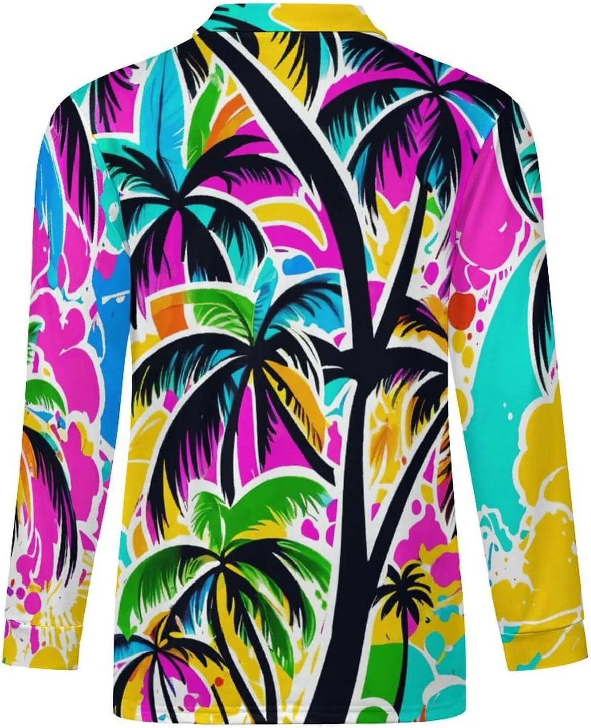 Colorful Butterfly Men's Lapel Neck Polo- Shirts Slim Fit Long Sleeve Golf T-Shirts Comfortable Tees