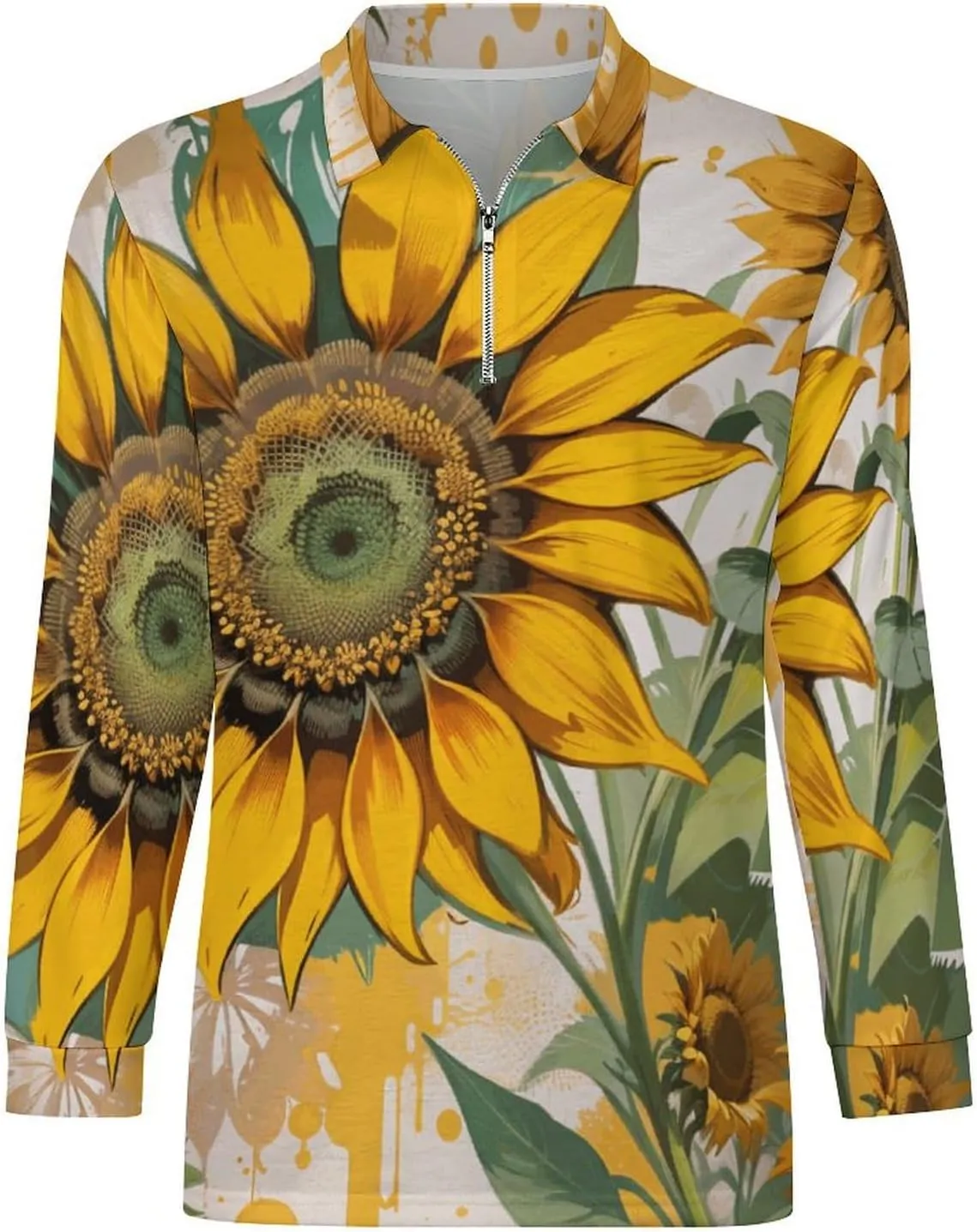 Colorful Butterfly Men's Lapel Neck Polo- Shirts Slim Fit Long Sleeve Golf T-Shirts Comfortable Tees