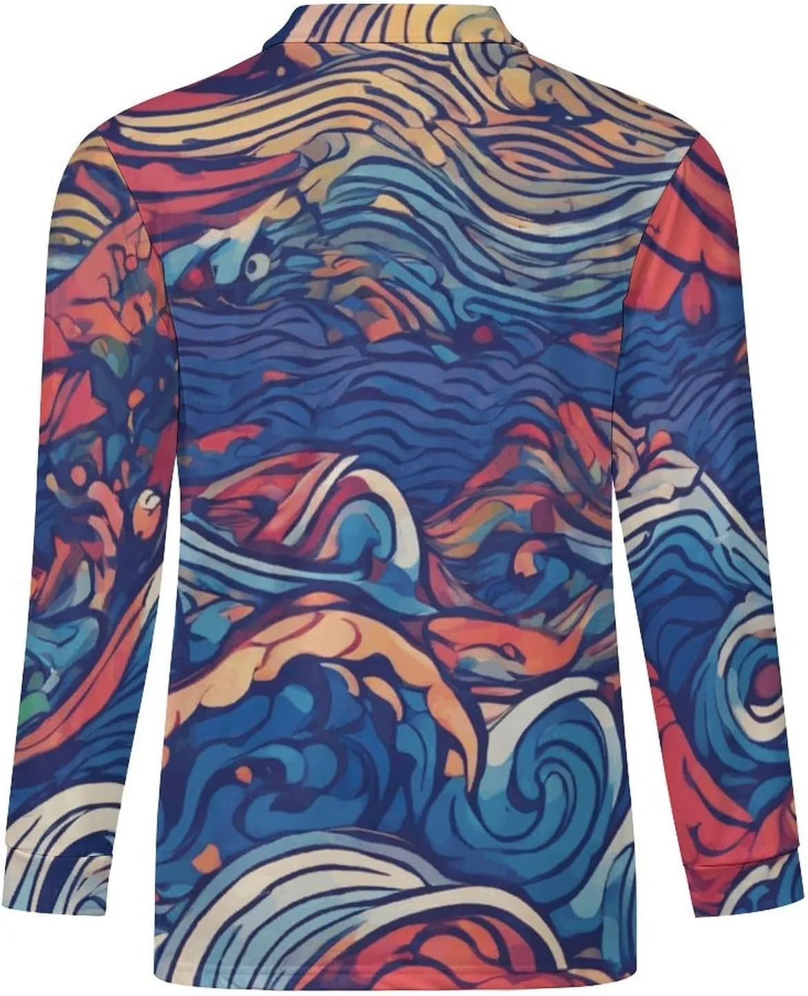 Colorful Butterfly Men's Lapel Neck Polo- Shirts Slim Fit Long Sleeve Golf T-Shirts Comfortable Tees