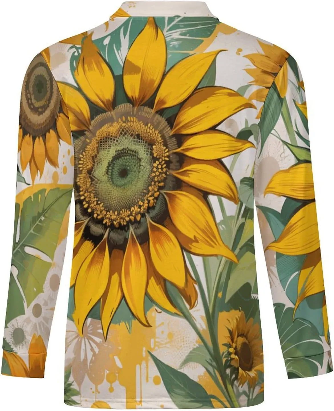 Colorful Butterfly Men's Lapel Neck Polo- Shirts Slim Fit Long Sleeve Golf T-Shirts Comfortable Tees