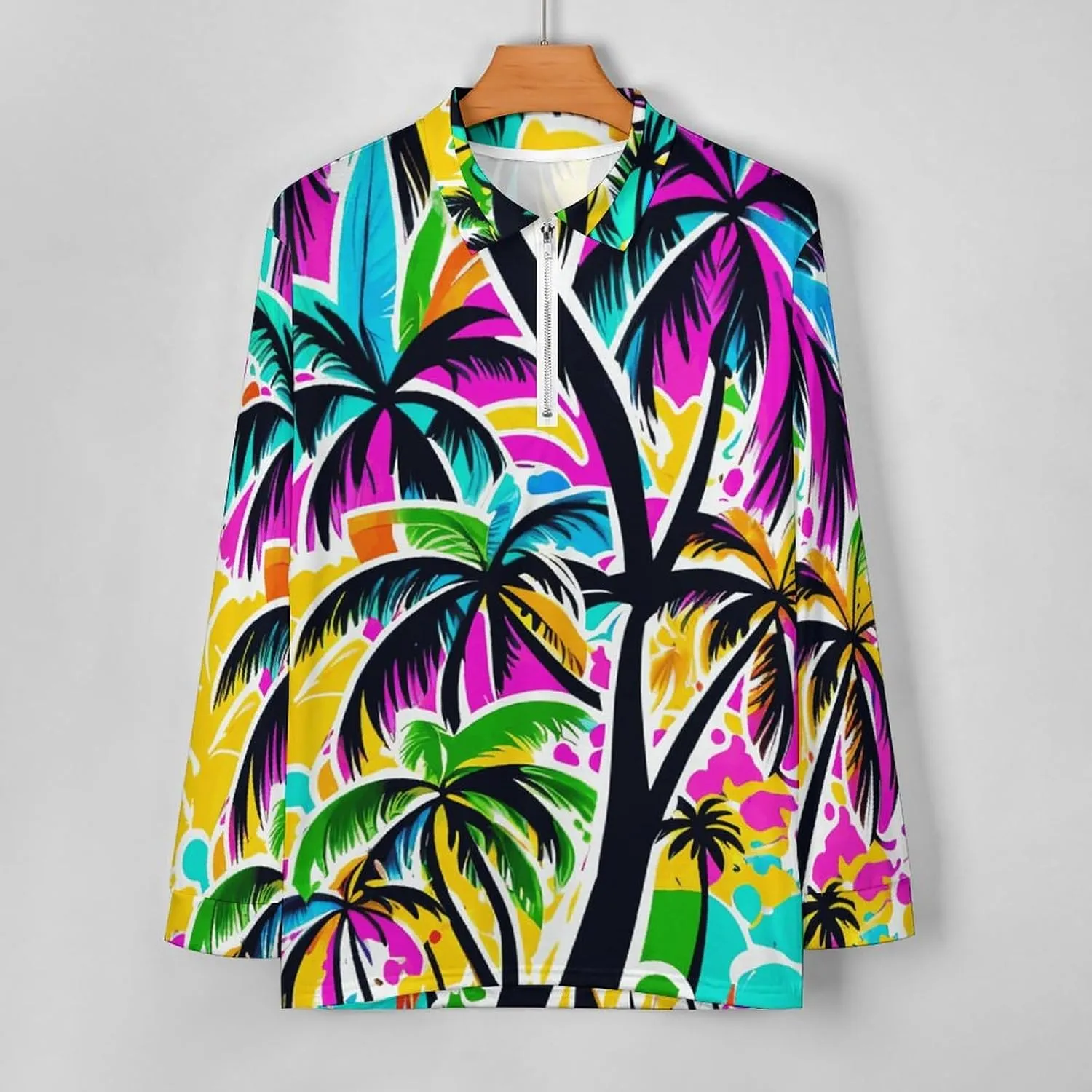 Colorful Butterfly Men's Lapel Neck Polo- Shirts Slim Fit Long Sleeve Golf T-Shirts Comfortable Tees