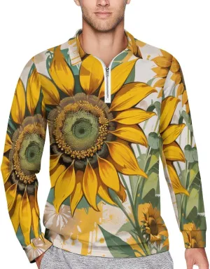 Colorful Butterfly Men's Lapel Neck Polo- Shirts Slim Fit Long Sleeve Golf T-Shirts Comfortable Tees