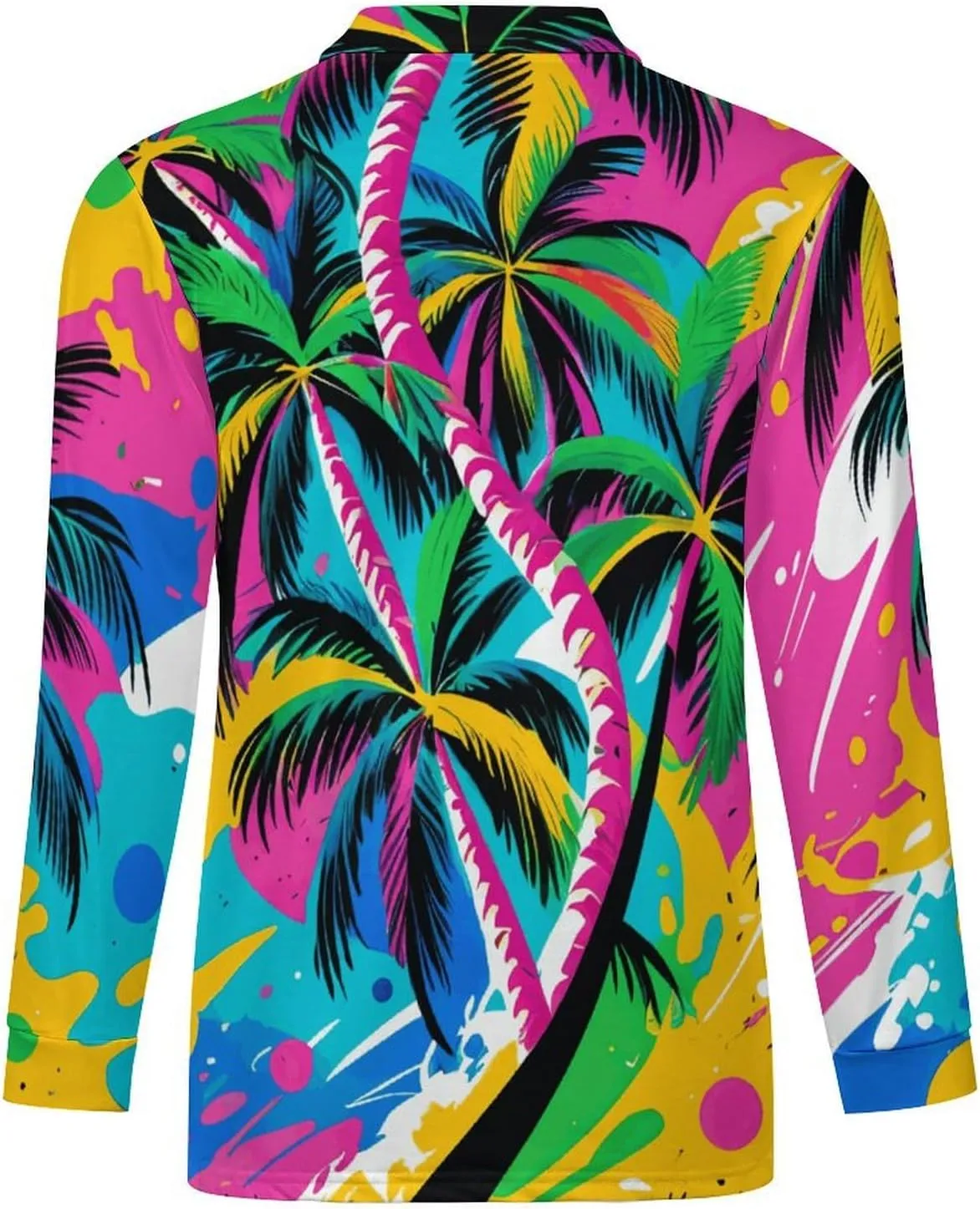 Colorful Butterfly Men's Lapel Neck Polo- Shirts Slim Fit Long Sleeve Golf T-Shirts Comfortable Tees