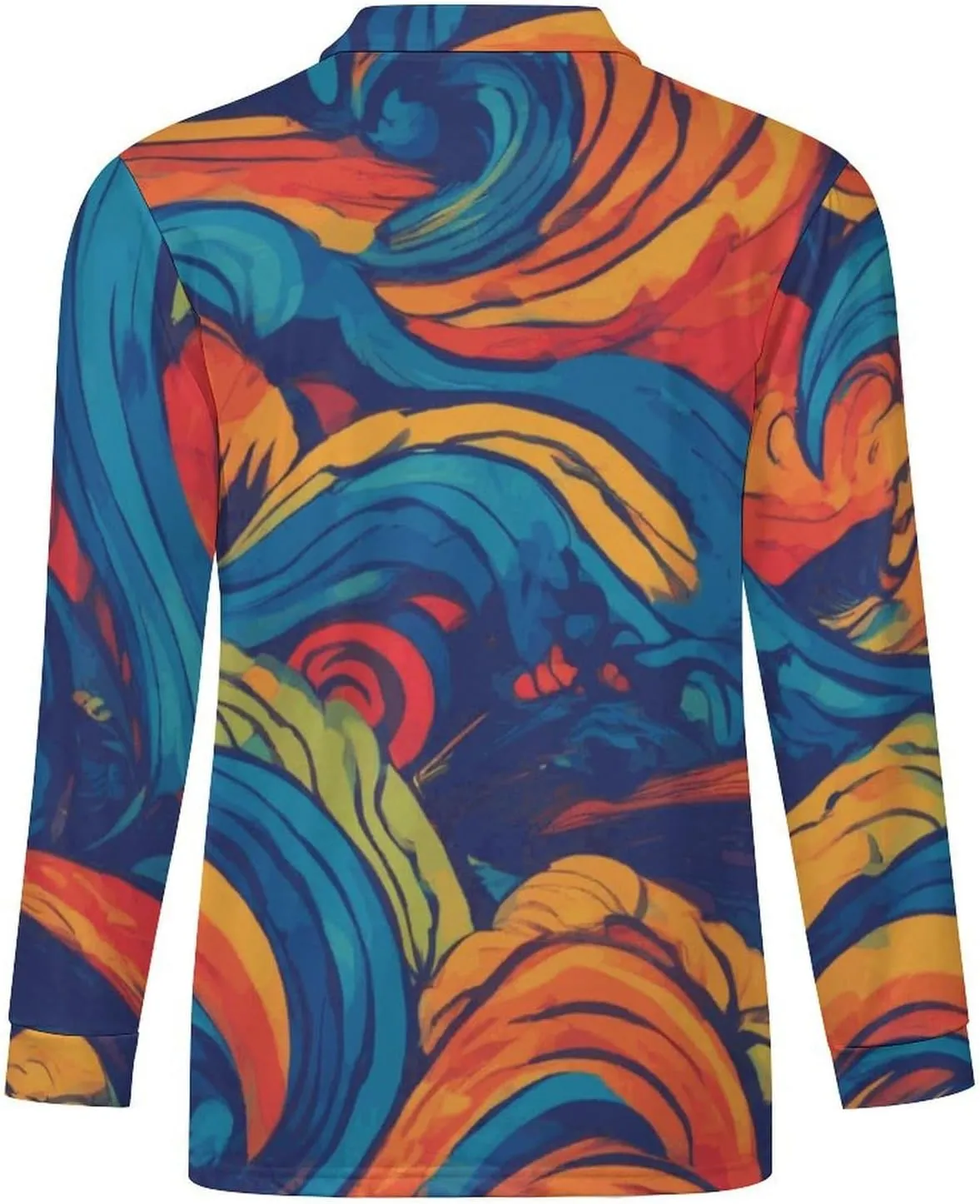 Colorful Butterfly Men's Lapel Neck Polo- Shirts Slim Fit Long Sleeve Golf T-Shirts Comfortable Tees