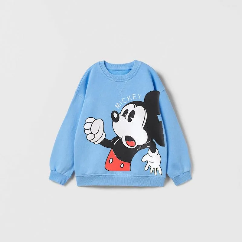 Comfy Mickey Mouse Cartoon Print Hoodies For Kids