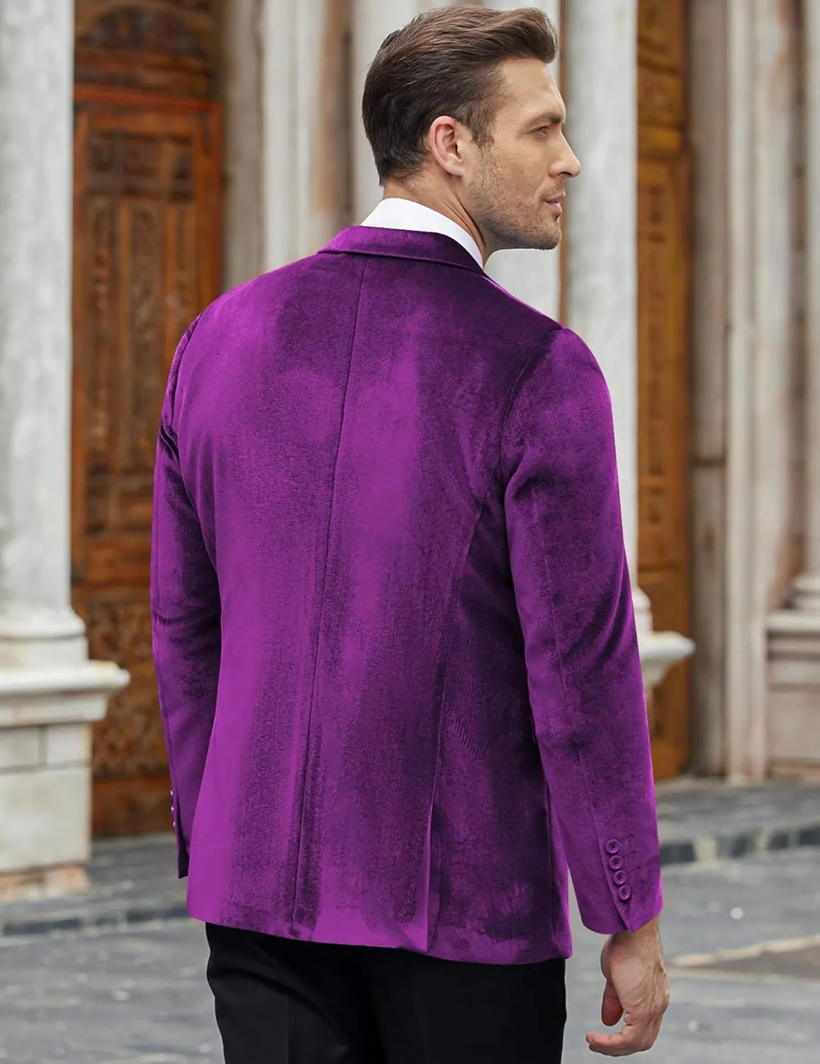 COOFANDY Men's Velvet Blazer Notched Lapel Velour Suit Jacket One Button Tuxedo Jackets for Wedding Prom Party Dinner