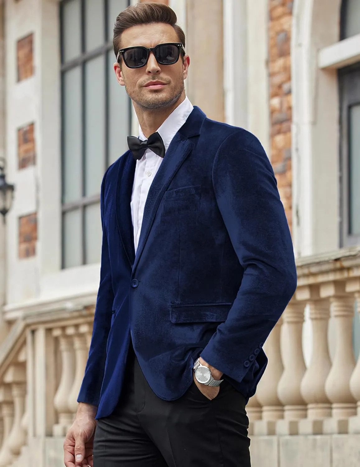 COOFANDY Men's Velvet Blazer Notched Lapel Velour Suit Jacket One Button Tuxedo Jackets for Wedding Prom Party Dinner