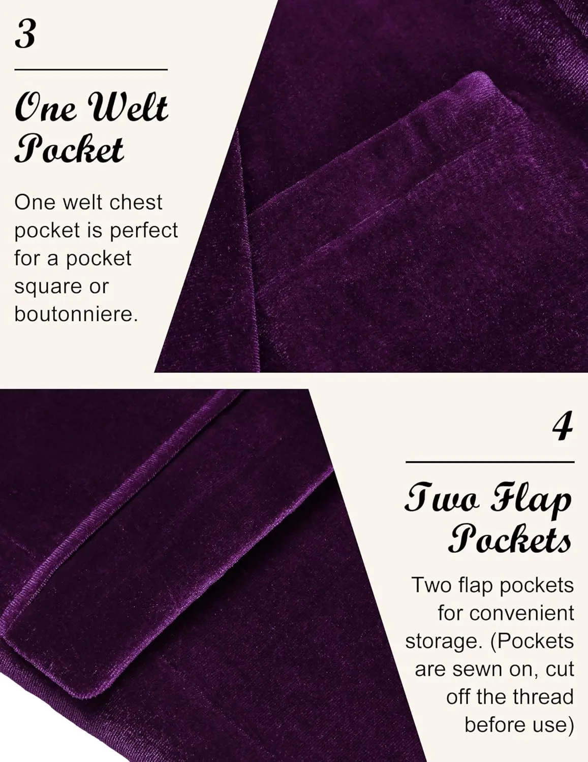 COOFANDY Men's Velvet Blazer Notched Lapel Velour Suit Jacket One Button Tuxedo Jackets for Wedding Prom Party Dinner