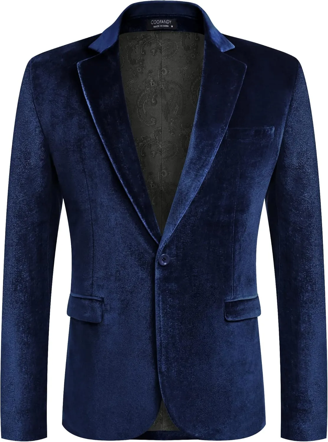 COOFANDY Men's Velvet Blazer Notched Lapel Velour Suit Jacket One Button Tuxedo Jackets for Wedding Prom Party Dinner