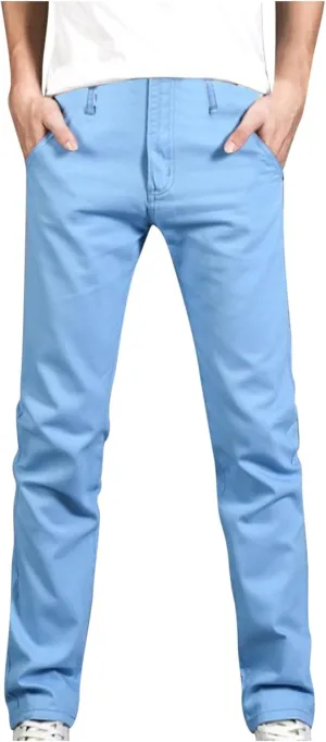 Cotton Men's Slim Fit Chino Pants Stretch Elastic Waist Casual Lightweight Daily Office Work Pockets
